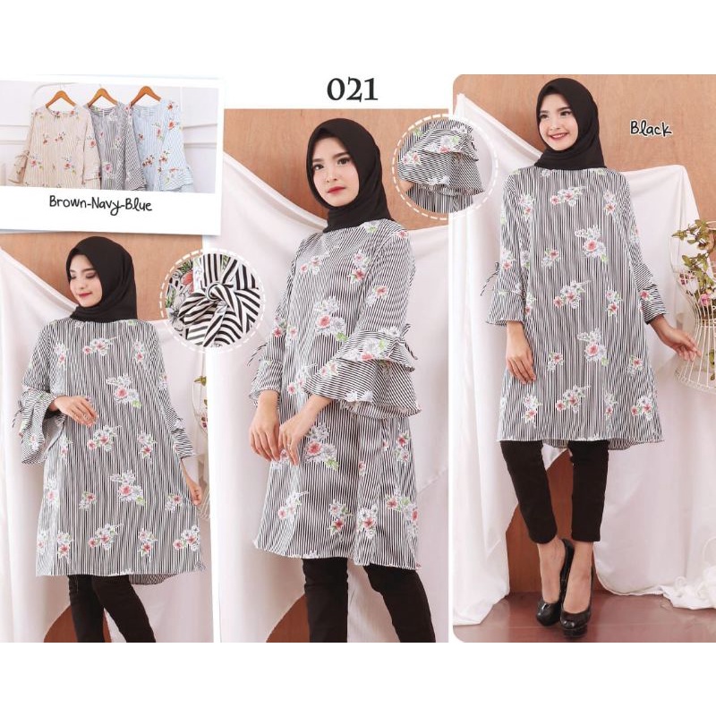 Baju dress tunik motif bunga bahan berkualitas