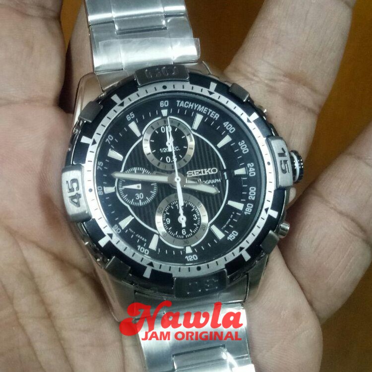 Seiko Quartz SNDC19P1 Chronograph Black Dial - Jam Tangan Pria SNDC19