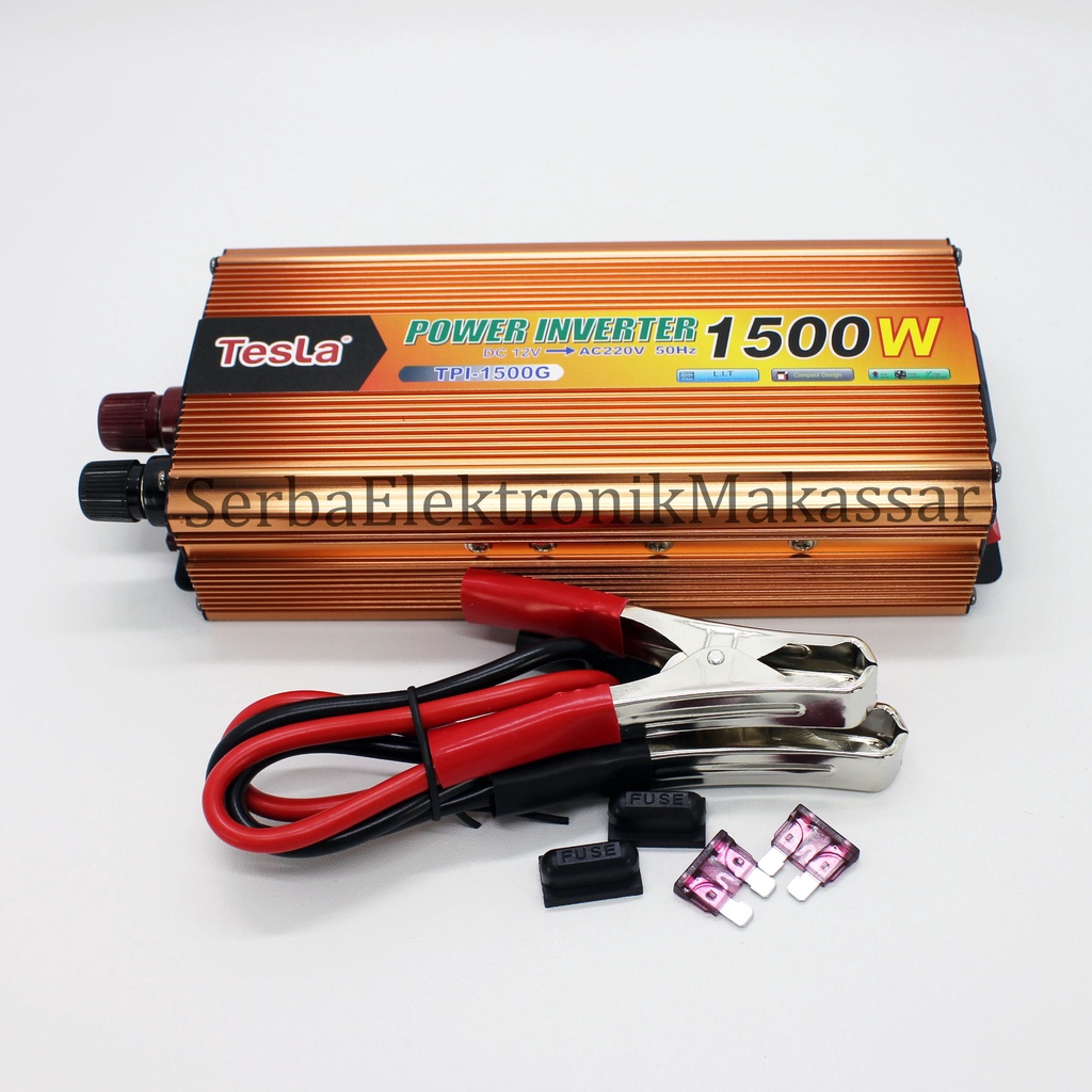 Power Inverter 1500Watt Merk TESLA DC 12Volt to AC 220Volt