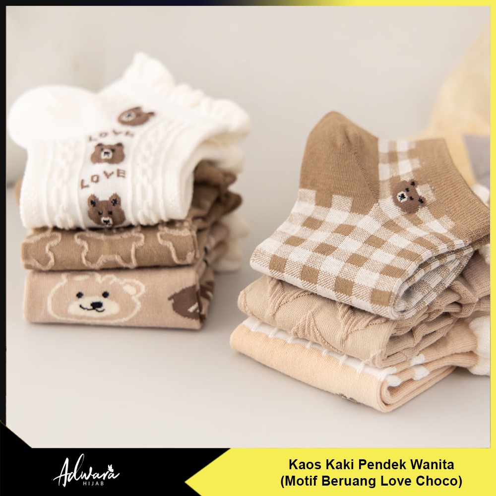 Kaos Kaki Pendek Choco Bear Love / Kaos Kaki Wanita Gaya Fashion Korea