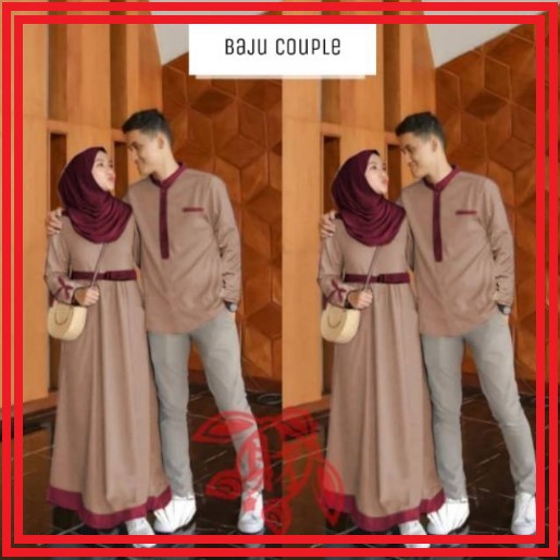 Baju Couple Set Busana Muslim Pria dan Wanita Gamis Pasangan Murah Suami Istri Syari Kekinian Modern