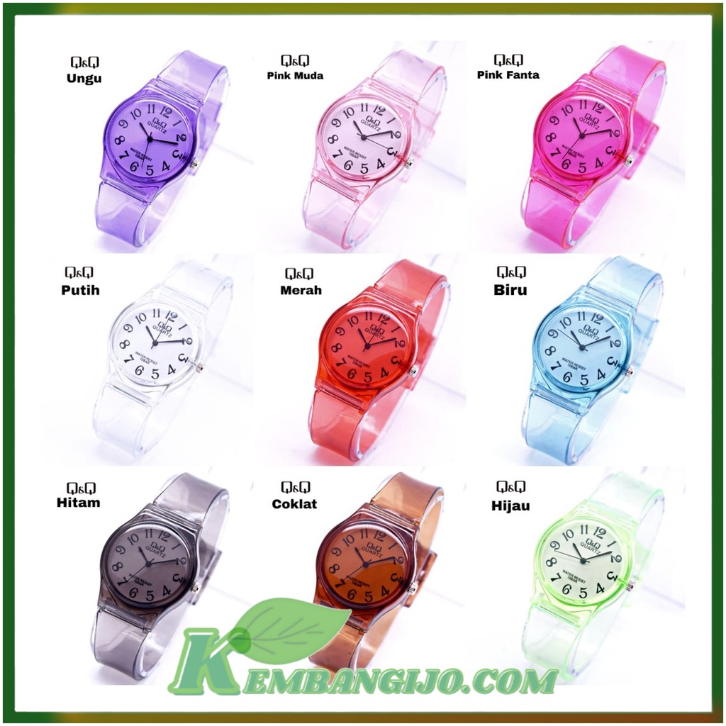 Jam Tangan Q&Q Angka Rubber Transparant Transparan Bening Karet Murah Qq Watch Best Seller Qnq Digit