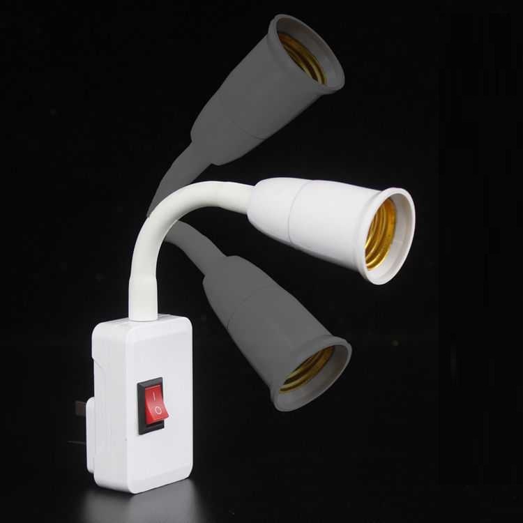 Fitting Lampu Flexible Neck E272C Bohlam LED E27 Colokan Steker Saklar