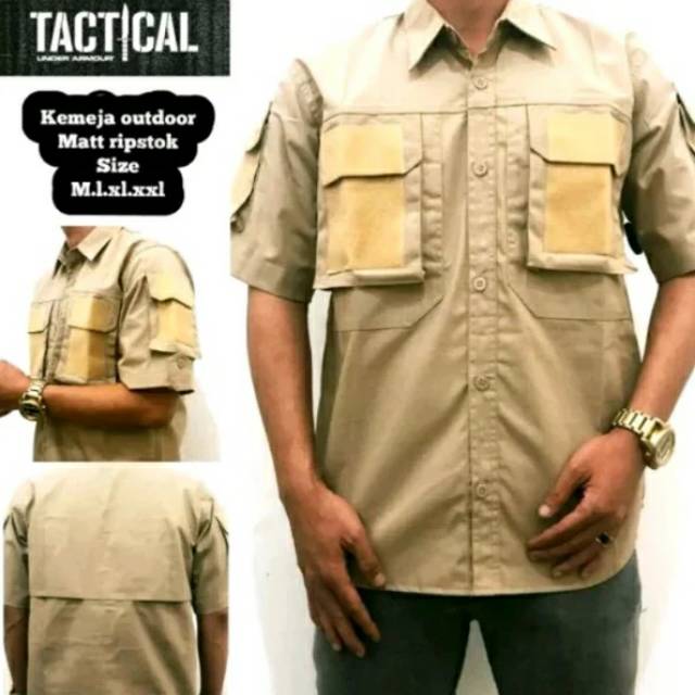 Kemeja Tactikal Kemeja PDL Kemeja Outdor Pendek Cream