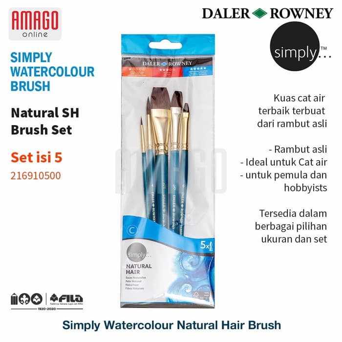 

DALER-ROWNEY Simply Watercolour Natural Sh Brush Set 5 pcs - 216910500