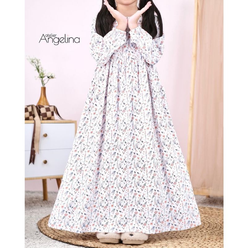 Little Sarah Dress Tropical Plant White 1-2 by Atelier Angelina