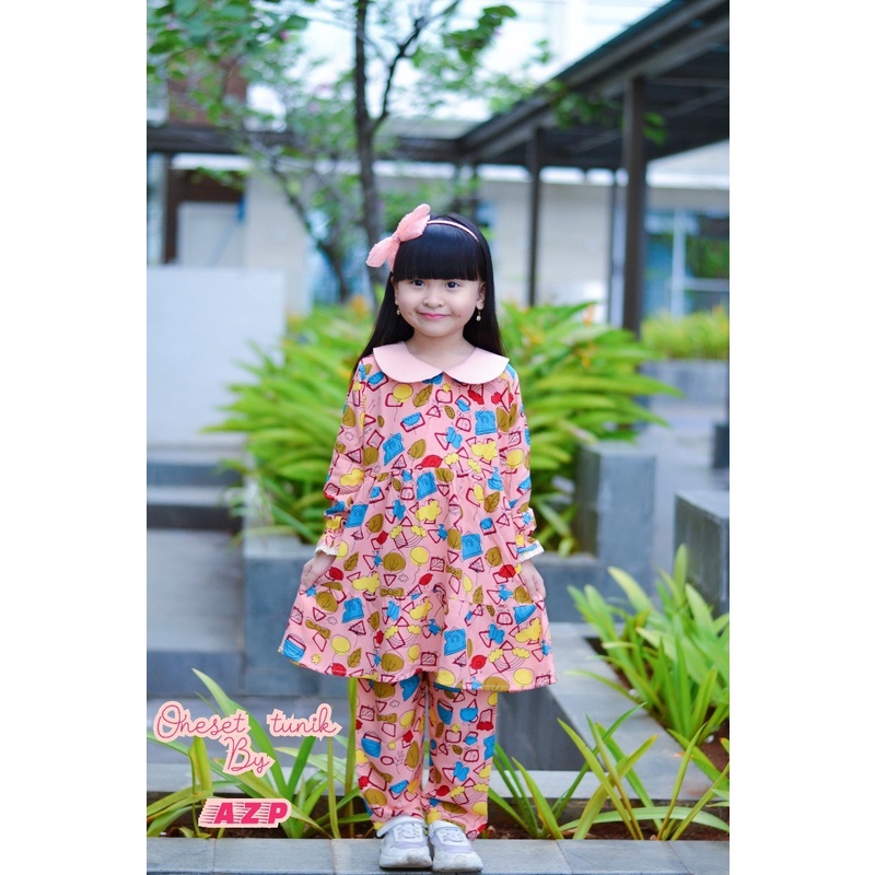 SETELAN ANAK PEREMPUAN ONE SET RAYON PANJANG USIA 4-12 TAHUN