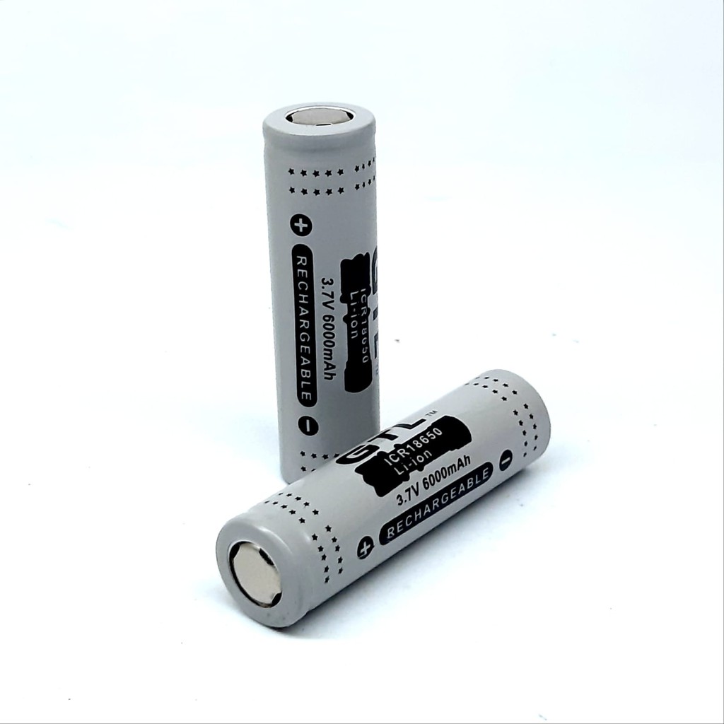 Battery Rechargeable Lithium 18650 Li-ION 3.7V - 6000mAh Paket 2pcs Warna Gray