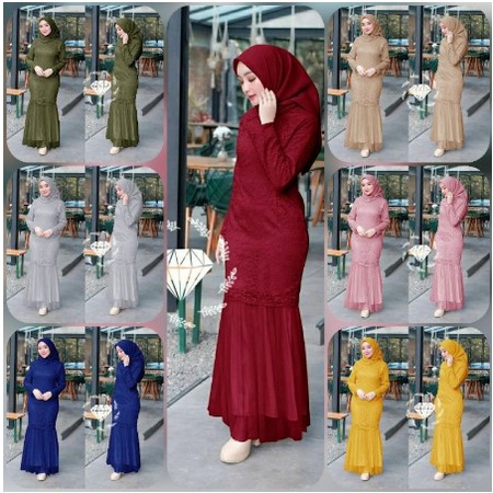 Baju Gamis Remja Wanita Brokat model Duyung Gaun Pesta Modern Modis Lamaran ke undangan maxy lilikan