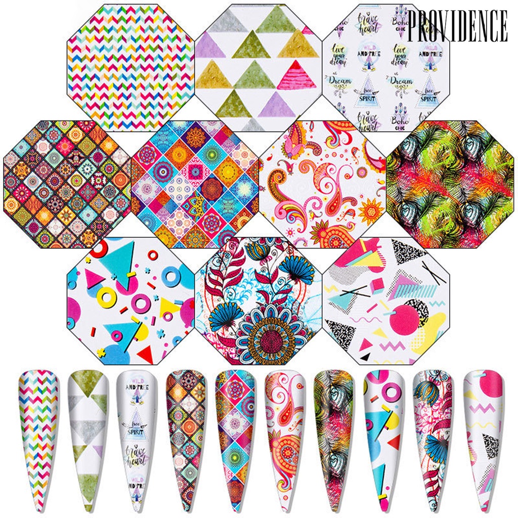 Providence 10Pcs/Pack Manicure Decal Easy to Apply Lightweight Paper Painted Nail Transfer Sticker for Christmas