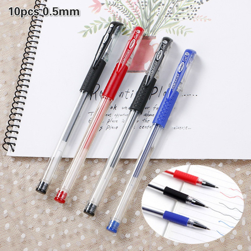 10pcs Pulpen Gel 0.5mm Bentuk Peluru Untuk Pelajar / Kantor / Sekolah