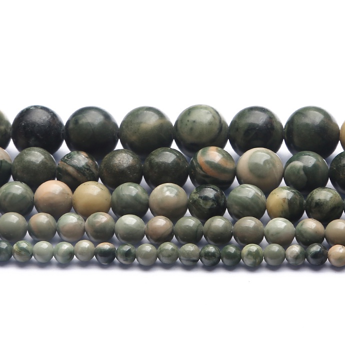 Natural 2/4/6/8/10/12 mm Green Wood Stone Longgar Bulat Beads Digunakan Sebagai Gelang/Kalung dan DIY Aksesoris Pembuatan Perhiasan Indah Lainnya