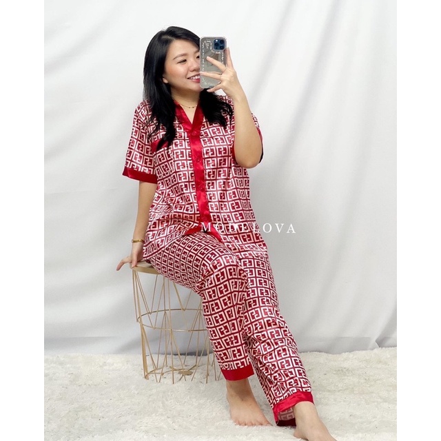 MDLV - 0483# Pjg GG CNY Pajamas Set Premium Baju Tidur Dewasa Set Pajamas Sincia Baju Imlek Set Pajamas Celana Panjang Fashion Import