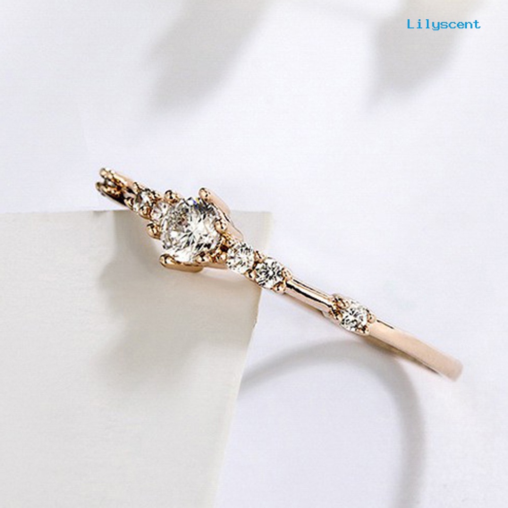 Lilyscent Women Fashion Plating Rhinestone Inlaid Finger Ring Party Jewelry Wedding Gift