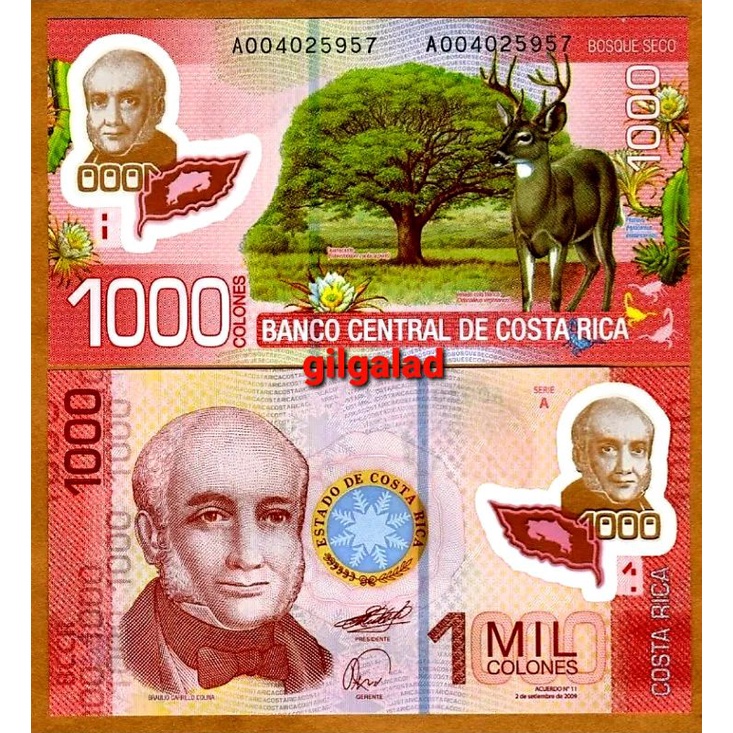 COSTA RICA 1 MIL COLONES 2009 POLYMER UANG ASING GRESS