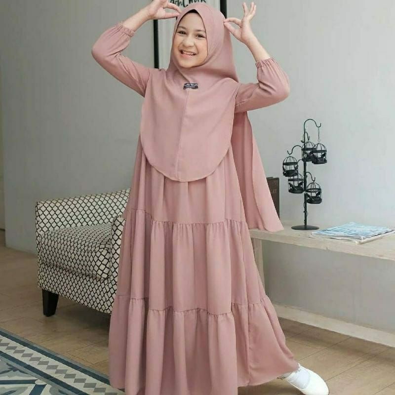 Gamis Anak Tanggung Syari Kids Bahan Katun Rayon Premium Usia 7-12 Tahun Dress Anak Perempuan