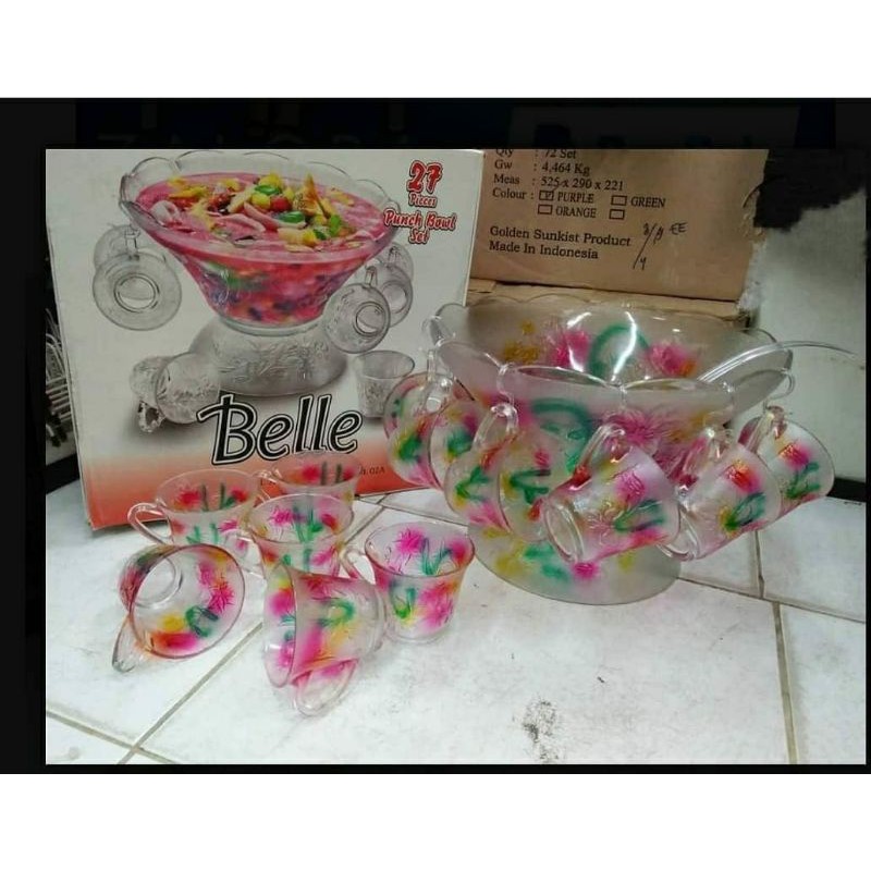 Tempat Mangkok Sop Es Buah Kaca Belle set 27 pcs