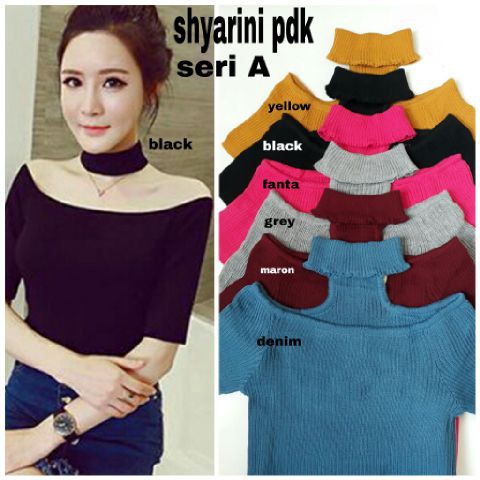 [Syahrini pd rajut Var Warna RO] Blouse Wanita Rajut Street Fanta/Abu/Hitam/Maroon/Denim/Yellow