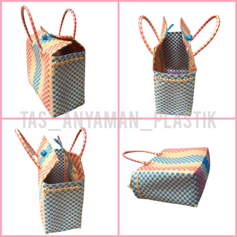 READY Tas Anyaman Souvenir Belanja Custom Anyam Plastik Tas Hajatan Parcel Lebaran Pakai Tutup dan Kancing KUAT