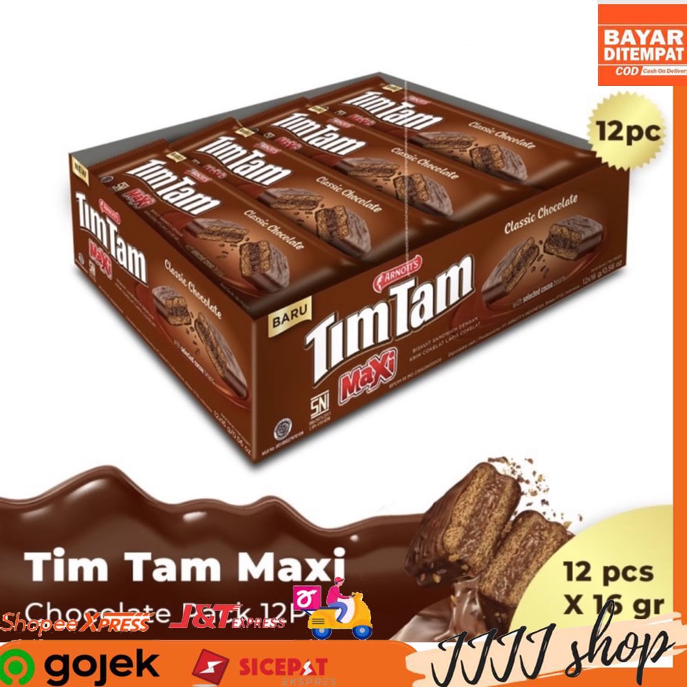 

Tim Tam Maxi Classic Chocolate Biskuit Sandwich Isi 12pcs 192gr