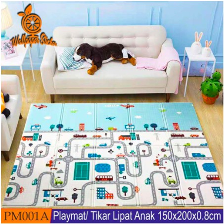 Playmat Premium Anak Bayi  Lipat Tebal 1cm Double Pad 