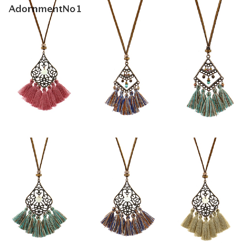 (AdornmentNo1) Kalung Choker Vintage Bohemia Aksen Rumbai Panjang Untuk Perhiasan Wanita