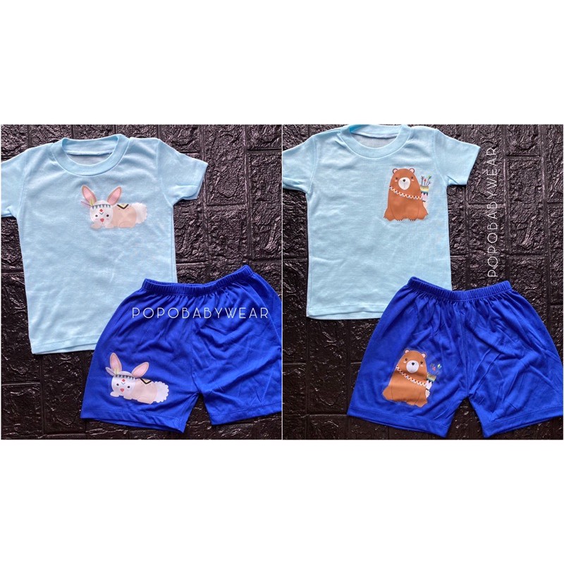 Setelan Baju Celana Pendek Bayi/Anak Motif Stiker