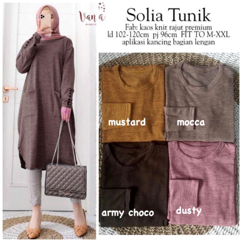 Soula Tunik / Solia Tunik - Tunik Kaos Rajut Premium / LD100 Melar / Soula 5 / soula 4 / R.3 - 251-6022