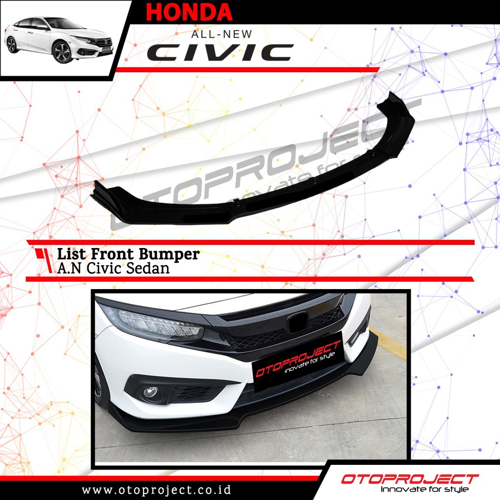 List Front Bumper Racing Bemper Depan Bawah Honda Civic Turbo