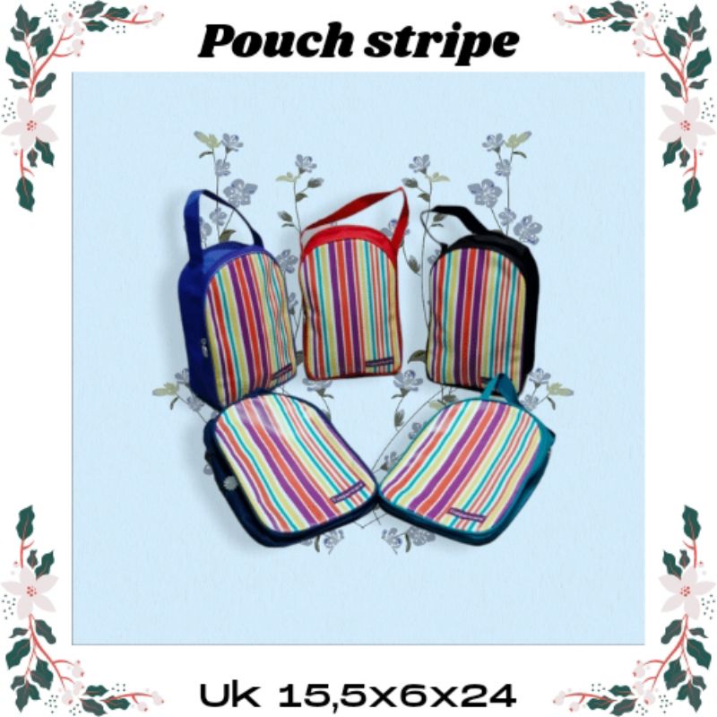 Tas Pouch stripe Tupperware jinjing