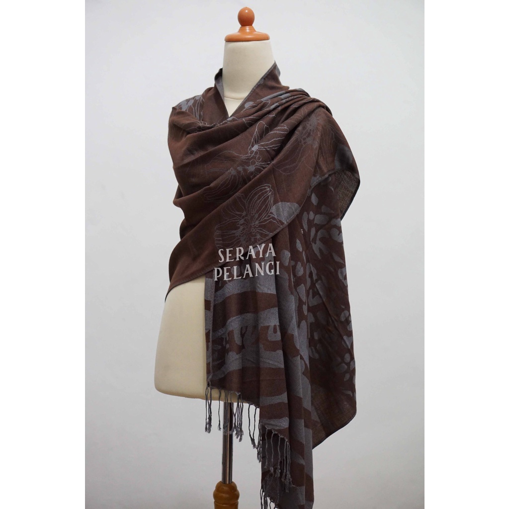 Pashmina Cashmere Motif Bunga 09 | Animal Print/Macan | Selendang | Scarf | Syal | Shawl | Pasmina | Souvenir | Hadiah Ulang Tahun | Birthday Gift | Aksesoris Fashion Wanita | Premium Import Quality | Grosir Murah | Luxury Scarf