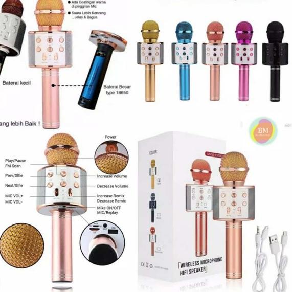 Import. Mic Karaoke WS858 WS-858 WS 858 Bluetooth Wireless Smule Mix Microphone Mikropon Mikrofon Ws