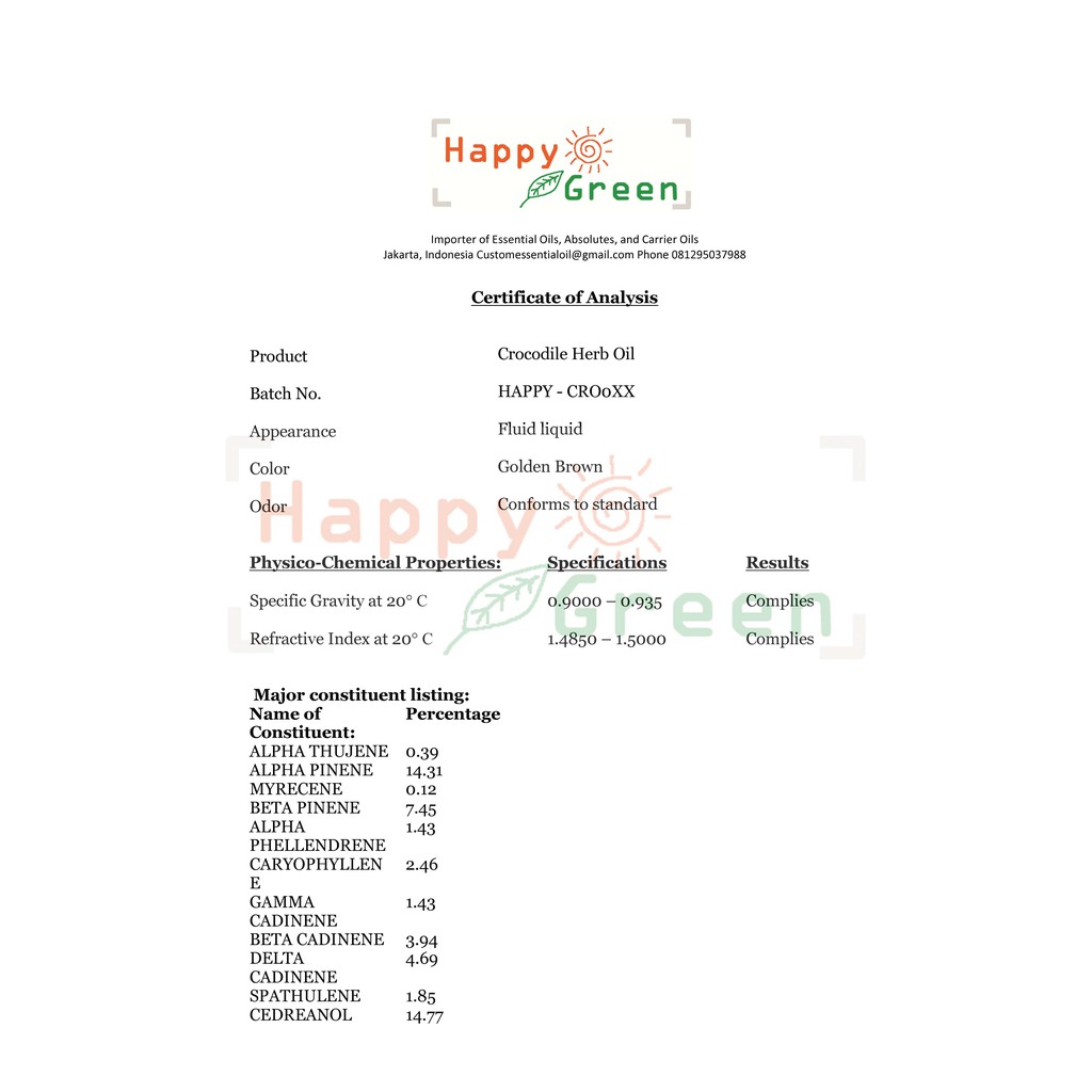 Happy Green Crocodile Herb Essential Oil - Minyak Hazomboay