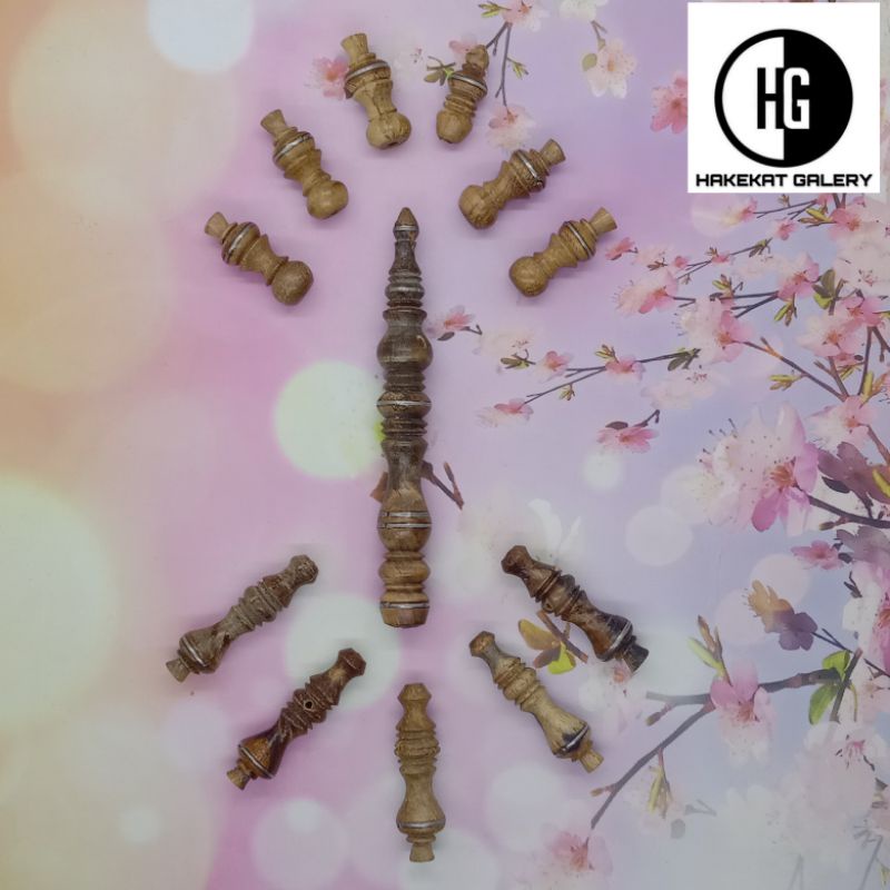 satu set kepala dan pembatas tasbih tijani kayu gaharu D693