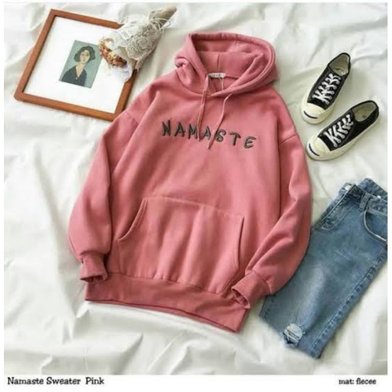 Hoodie wanita Namaste Bisa Cod   murah ,Hoodie korean style /Hoodie murah/Bahan dari placee tebal/