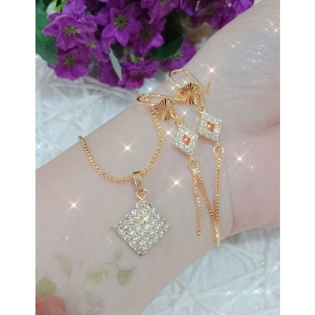 set perhiasan fashion kalung segi 01 free anting jurai