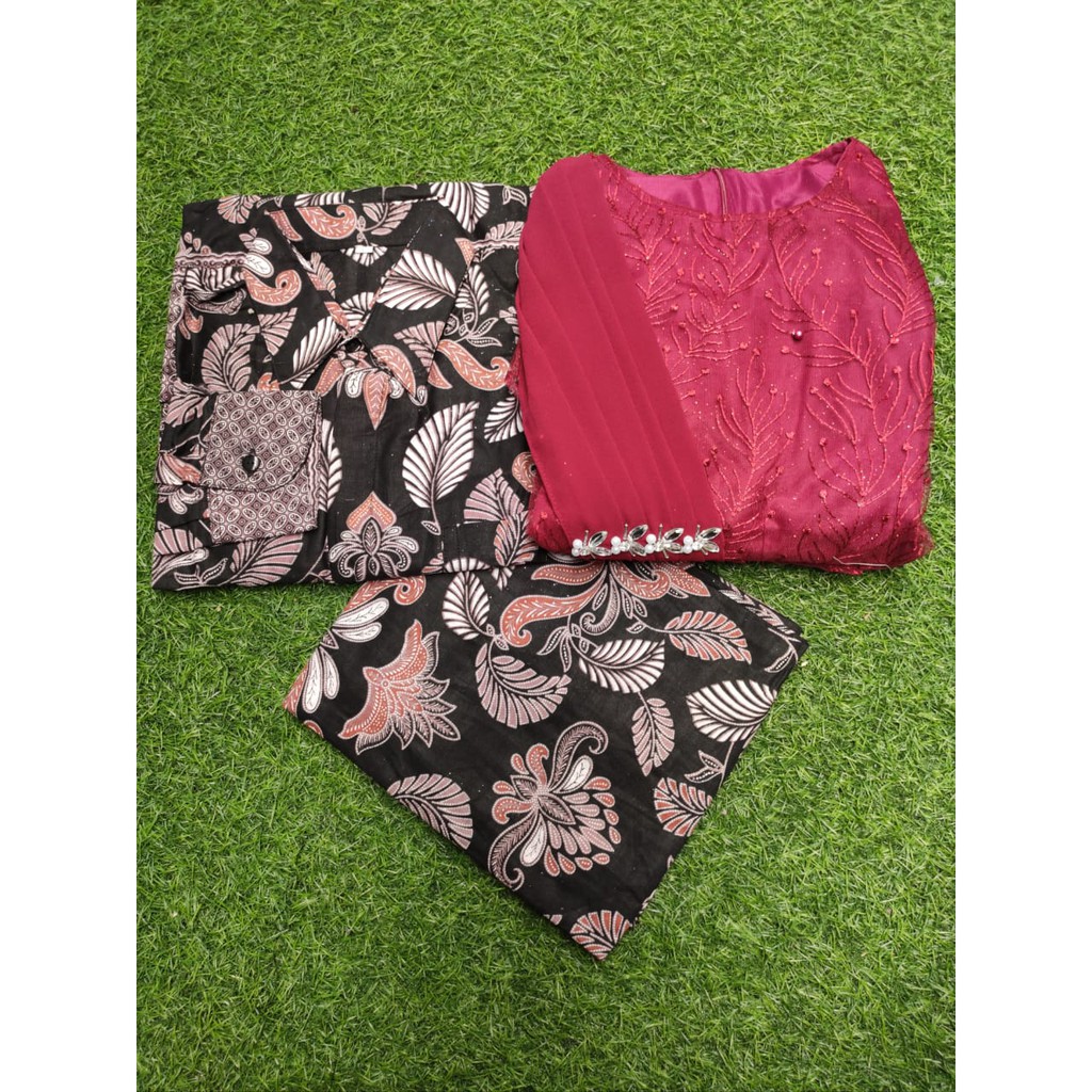 TERLARIS - BISA COD | BAJU BATIK COUPLE KEBAYA MODERN BRUKAT | KEBAYA PESTA SERAGAMAN OUFIT KONDANGAN KEKINIAN | BAJU NIKAHAN BRIDESMAID TUNANGAN LAMARAN KEBAYA WISUDA-Maroon