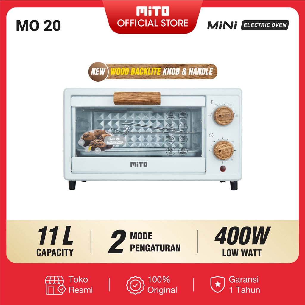 MITO Oven Listrik Mini MO20 11L Pemanggang Kue - White