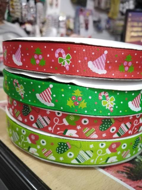 Pita grosgrain natal / christmas ribbon 2cm meteran