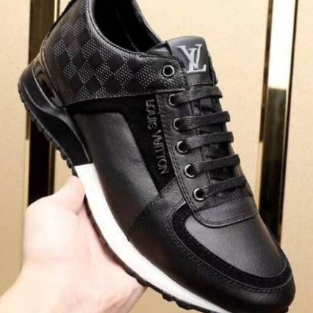 Sepatu sneaker pria LV LOUIS VUI TTON DAMIER HITAM MIRROR