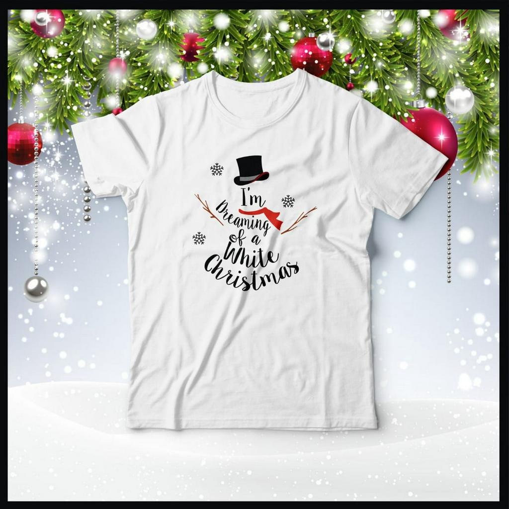 KAOS NATAL im dreaming merry CHRISTMAS WHITE CHRISTMAS COMBED 30S