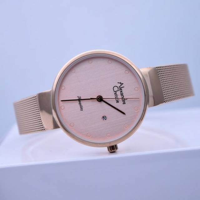 Jam tangan Wanita Alexandre Christie AC 2509 Ladies Rose soft Original