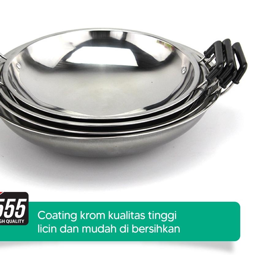 Hongzhuo Wajan Stainless Tebal Mempunyai 7 Ukuran Wajan / Stainless Steel 555