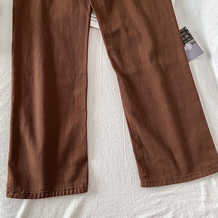 Coklat Korean New Celana Kulot Jeans Highwaist Wanita Loose（realpict）