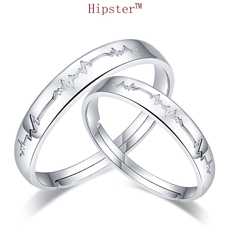 Korean-Style Chic and Unique Vintage Sterling Silver Adjustable Couple Romantic Ring