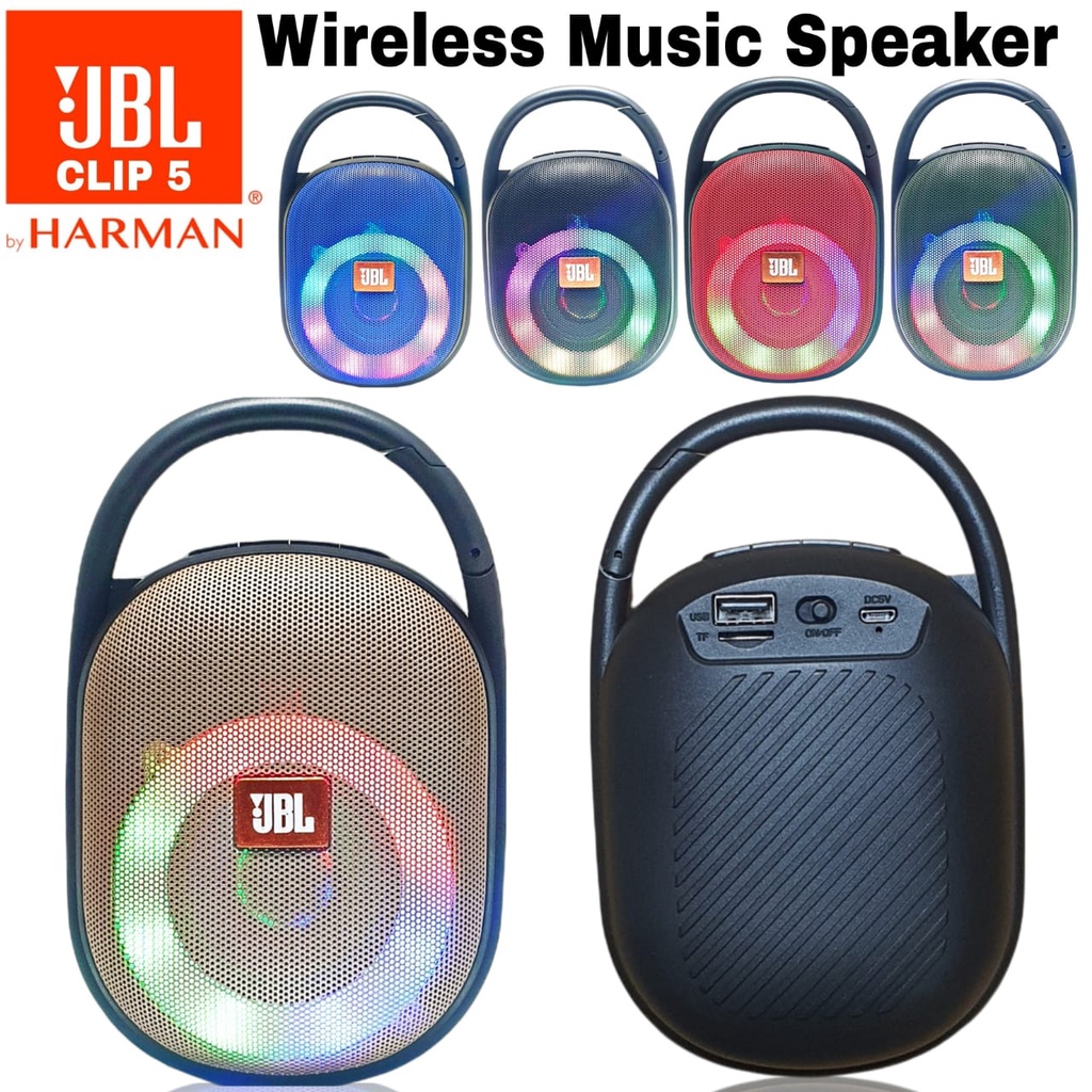 JBL Speaker Bluetooh JBL Clip5 Speaker Bluetooh JBL Wireless Portable CLIP 5 Speaker JBL LED Clip5 RGB Speaker Gowes Speaker mini Super Bass Speaker LED