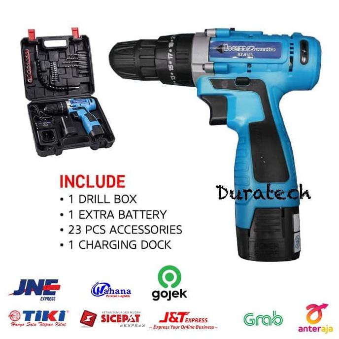 Bor Baterai Cordless lmpact Drill 18V / Bor Tangan baterai Benz