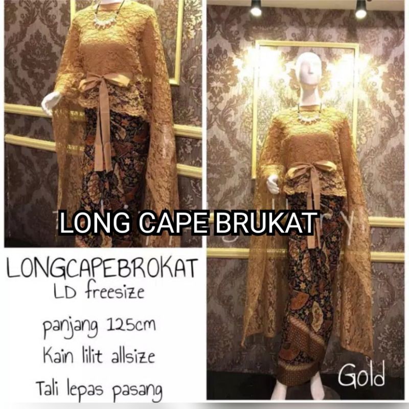 LONG CAPE BRUKAT SET ROK LILIT KEBAYA BRUKAT GAUN PESTA PANJANG BATIK KEBAYA RUMAH KEBAYA BANDUNG RUMAH SONGKET BANDUNG