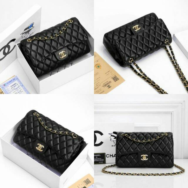 *_CHANEL CLASSIC FLAP GHW LAMBSKIN WITH BOX 6612-2_*WB*