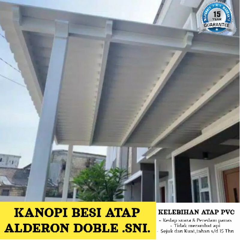 Kanopi besi atap Alderon twinwall premium garansi 15thn